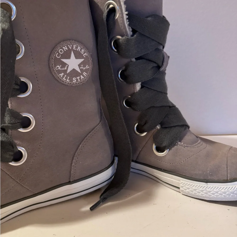 Converse Chuck Taylors All Star Women's Suede Gray High-Top Sneakers with Fleece